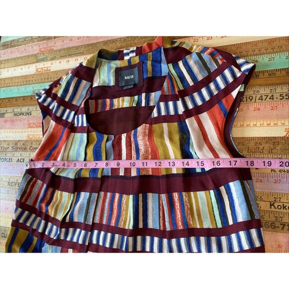 Anthropologie 4 Maeve Au Revoir Colorful Stripe Library Bookshelf Shift Dress S - Picture 14 of 15